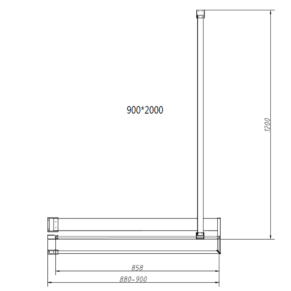 Душевая перегородка Vincea Walk in HR 90x200, с полотенцедержателем, стекло тонированное, профиль хром - фото 1