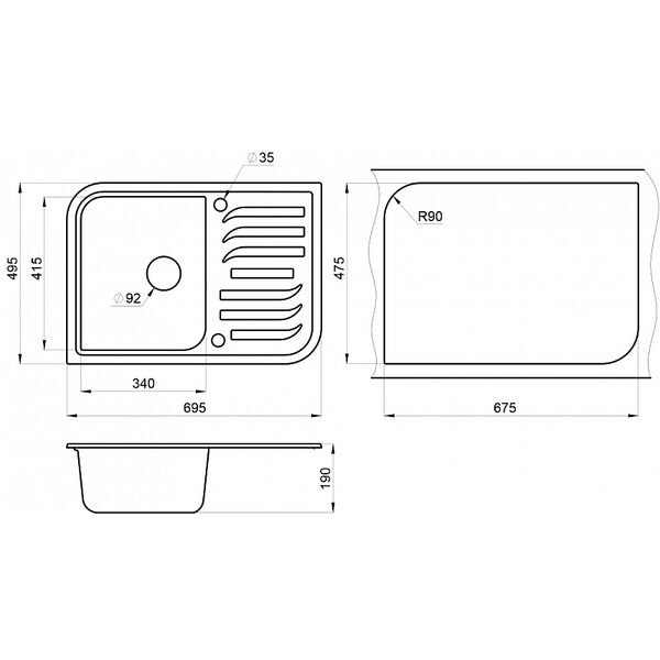 Кухонная мойка Granula GR-7001 ES 70x50, с крылом, цвет эспрессо - фото 1