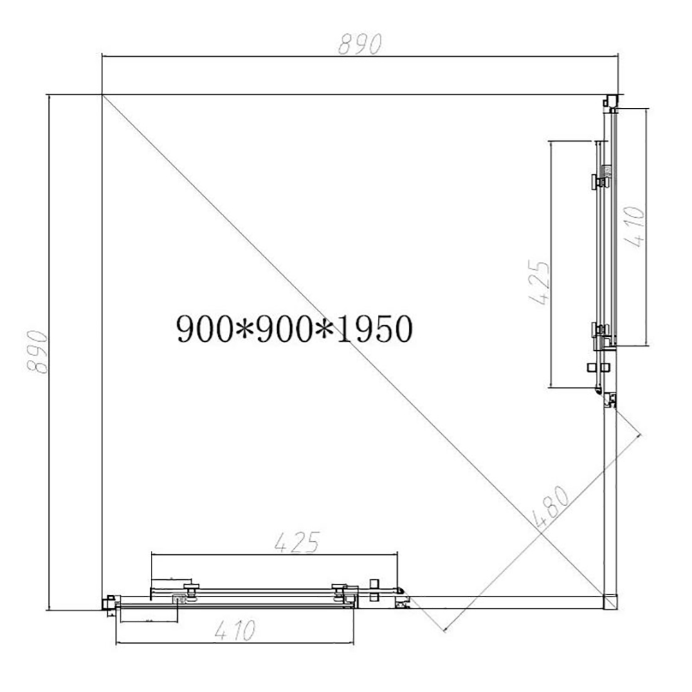 Душевой уголок Vincea Slim-N VSS-2SN 90x90, стекло прозрачное, профиль черный - фото 1