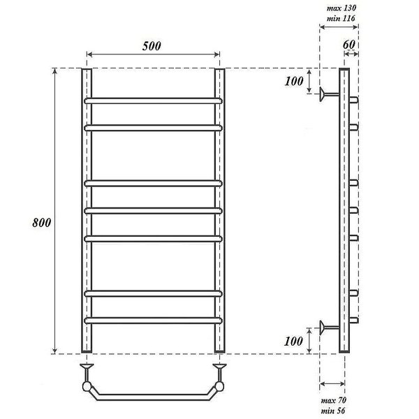 Полотенцесушитель Point П7 50x80 электрический, цвет хром - фото 1