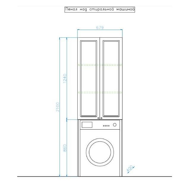 Шкаф пенал style line 68 аа00 000060 над стиральной машиной белый