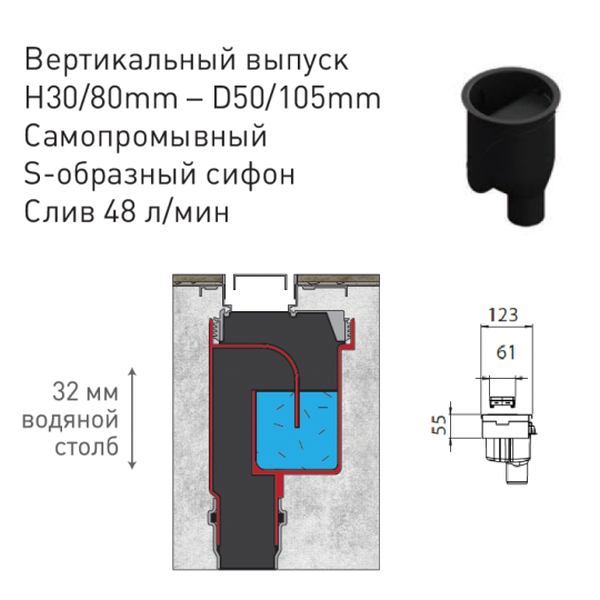 Душевой лоток Berges В1 Antik 091024 с решеткой 60x6 см, прямой выпуск, цвет хром глянец