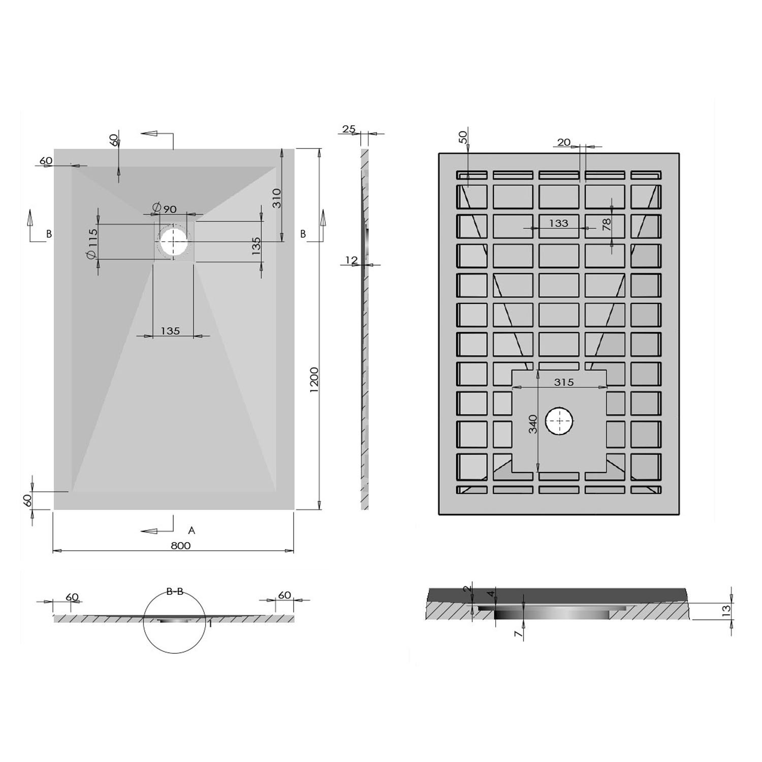 Поддон для душа Vincea VST-4SR 120x80, искусственный камень, цвет серый