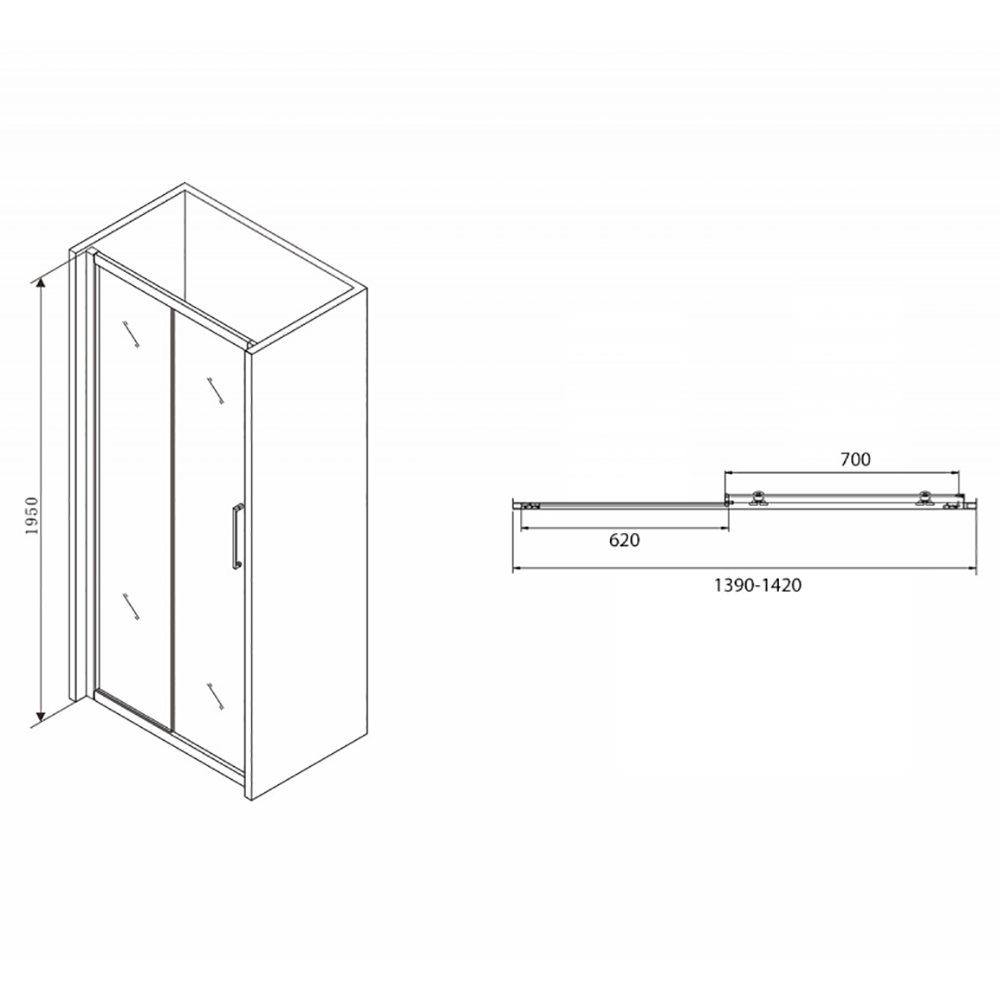 Душевая дверь Abber Schwarzer Diamant AG30140BH 140x195, стекло прозрачное, профиль черный