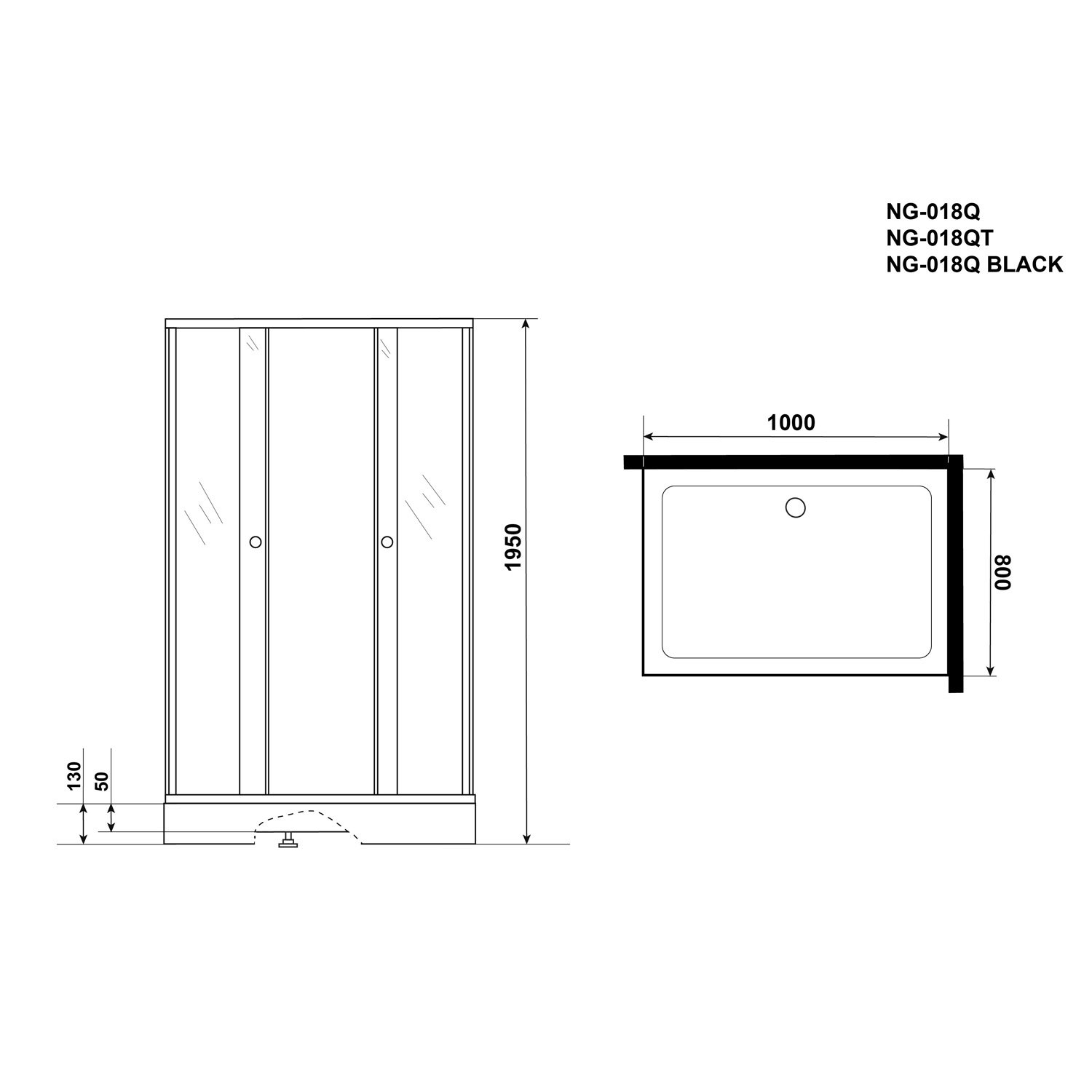 Душевой уголок Niagara Eco NG-018-14Q BLACK 100х80, с поддоном, стекло мозаика, профиль черный - фото 1