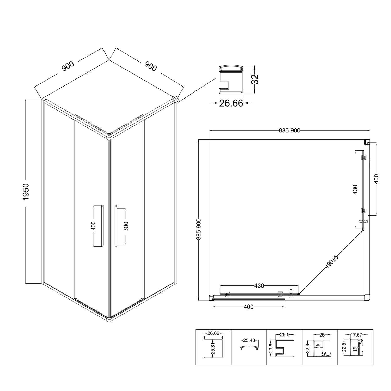 Душевой уголок Niagara Nova NG-6823-34 Black 90x90, стекло прозрачное, профиль черный матовый - фото 1