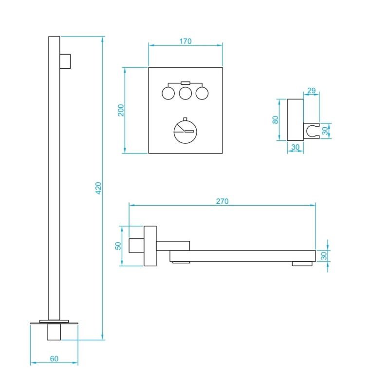 Душевой комплект RGW Shower Panels SP-55, встраиваемый, цвет хром