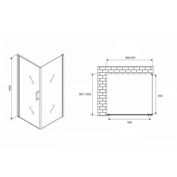 Душевой уголок Abber Sonnenstrand AG04090B-S100B 90x100, стекло прозрачное, профиль черный - фото 1