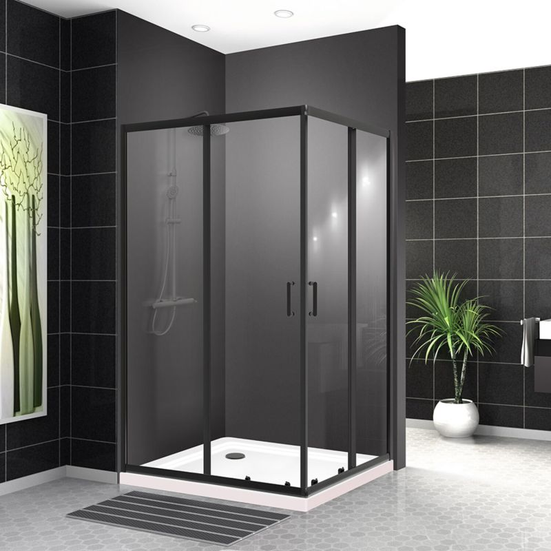 Душевой уголок BelBagno Uno-195 AH-2-120/100-C-NERO 120x100, стекло прозрачное, профиль черный