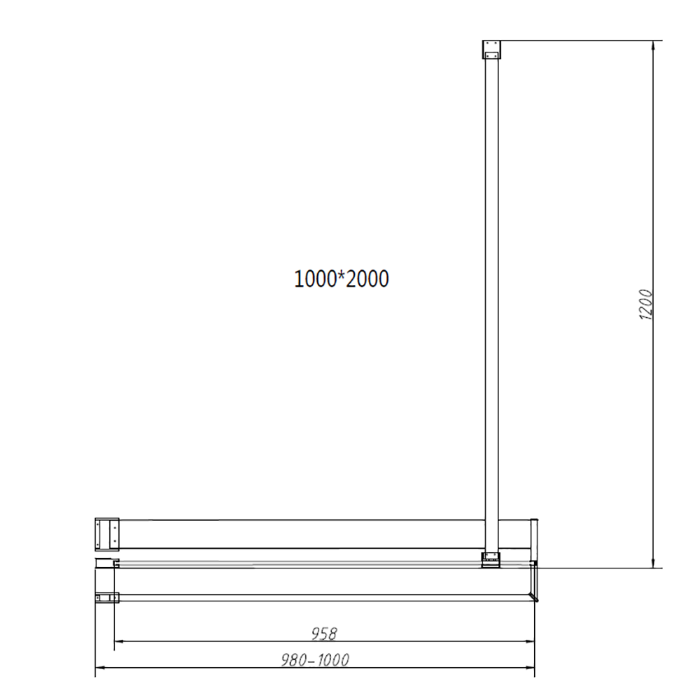 Душевая перегородка Vincea Walk in HR 100x200, с полотенцедержателем, стекло прозрачное, профиль черный матовый - фото 1