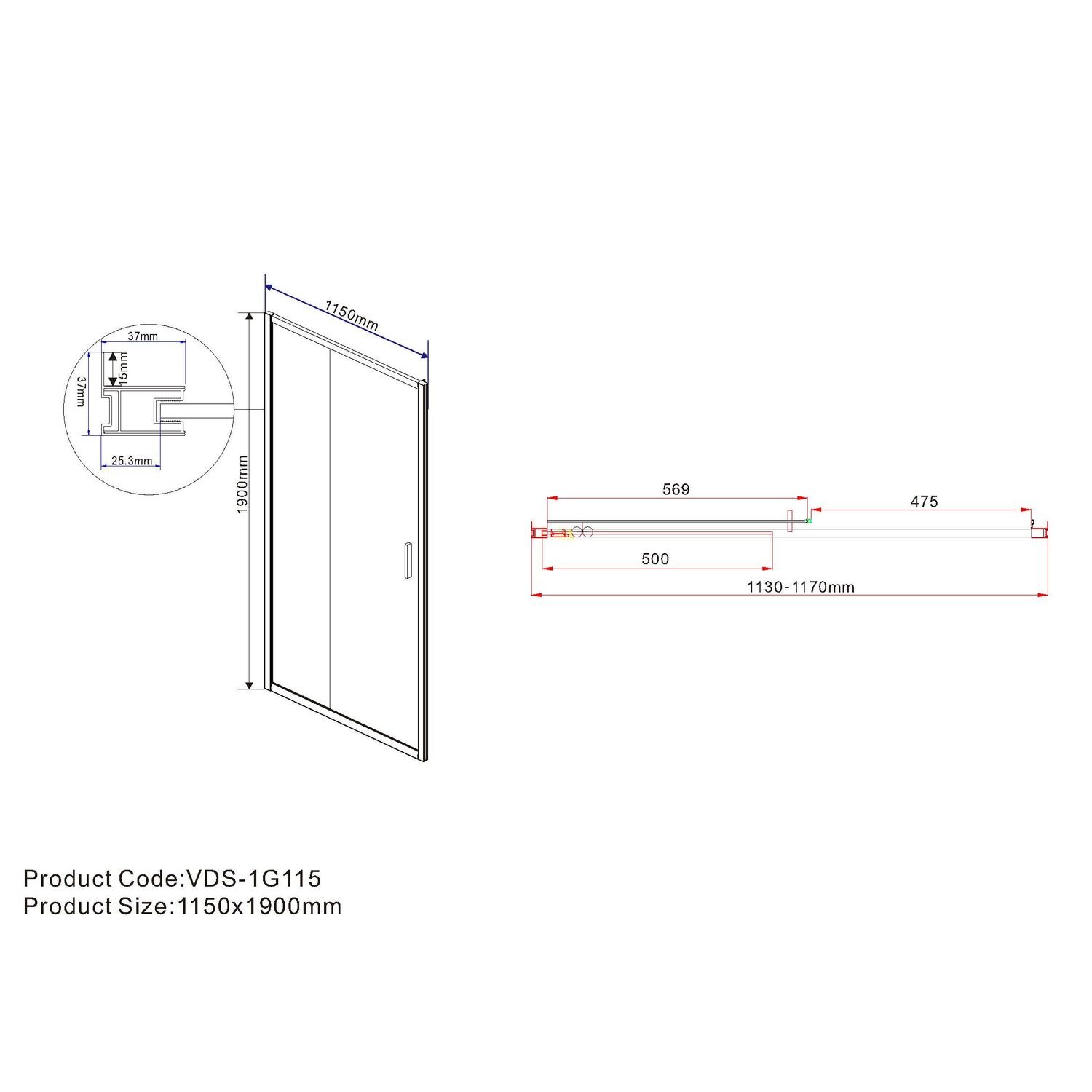 Душевая дверь Vincea Garda VDS-1G 115x190, стекло шиншилла, профиль хром - фото 1