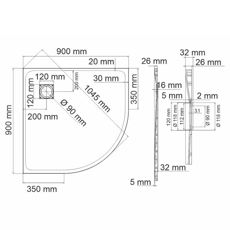 Поддон для душа WasserKRAFT Elbe 74T01 90x90, стеклопластик (SMC), цвет черный - фото 1