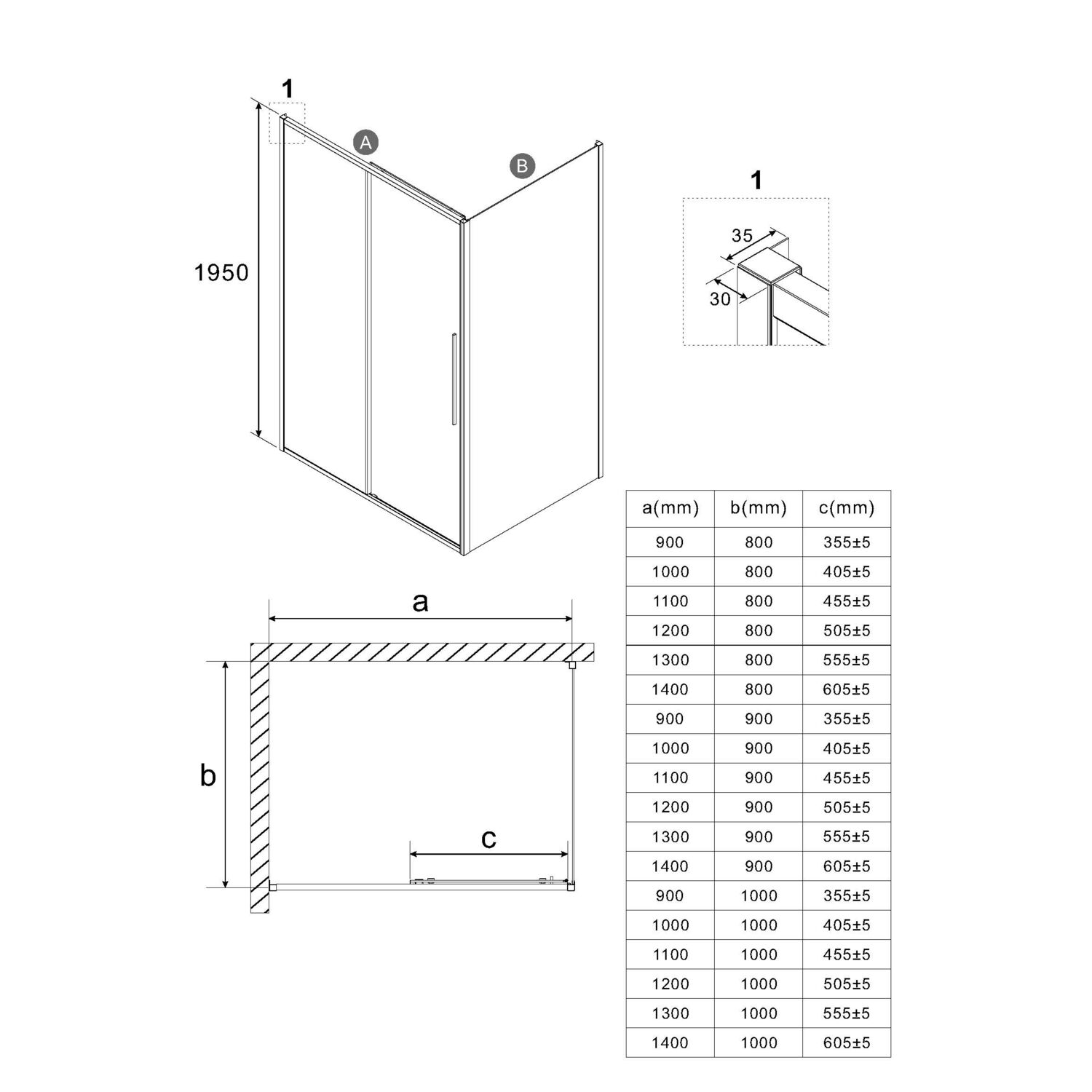 Душевой уголок Niagara Nova NG-65-10CH-CH90-34 100x90, левый, стекло шиншилла, профиль хром - фото 1