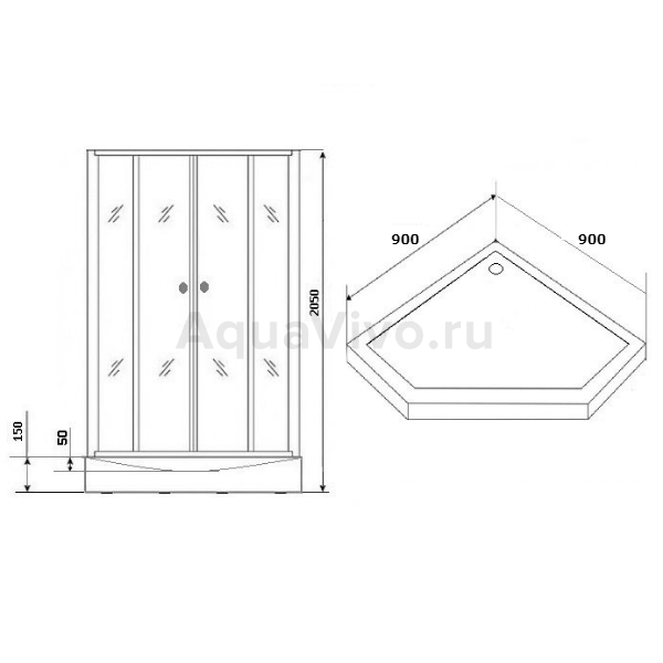 Душевая кабина Grossman Classic GR-271D 90x90, стекло прозрачное с черными полосами, профиль черный