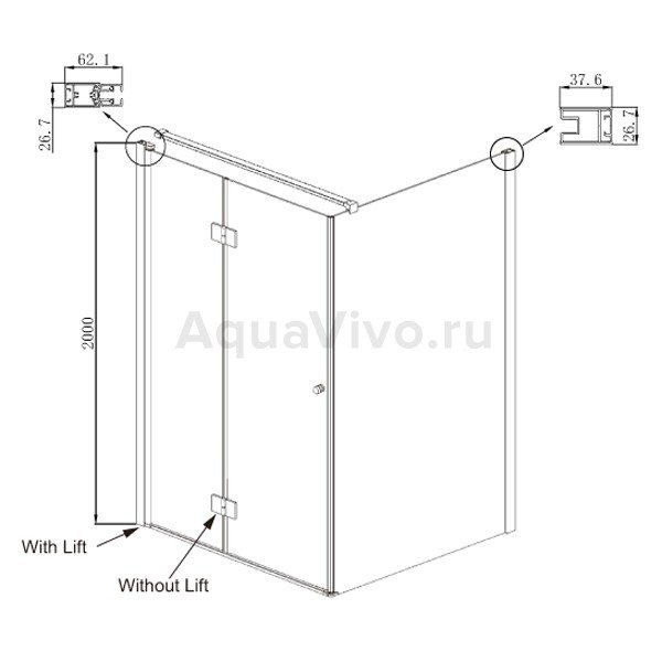 Душевой уголок Ambassador Diamond 12011105 L 90x90, левый, стекло прозрачное, профиль хром глянцевый