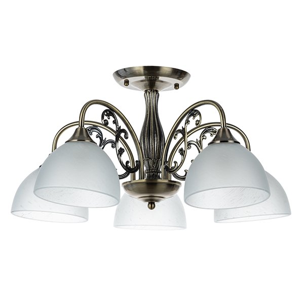 Подвесная люстра Arte Lamp Spica A3037PL-5AB, арматура бронза, плафоны стекло белое, 57х57 см