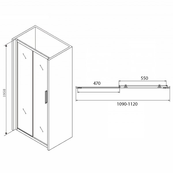 Душевая дверь Abber Schwarzer Diamant AG30110BH 110x195, стекло прозрачное, профиль черный