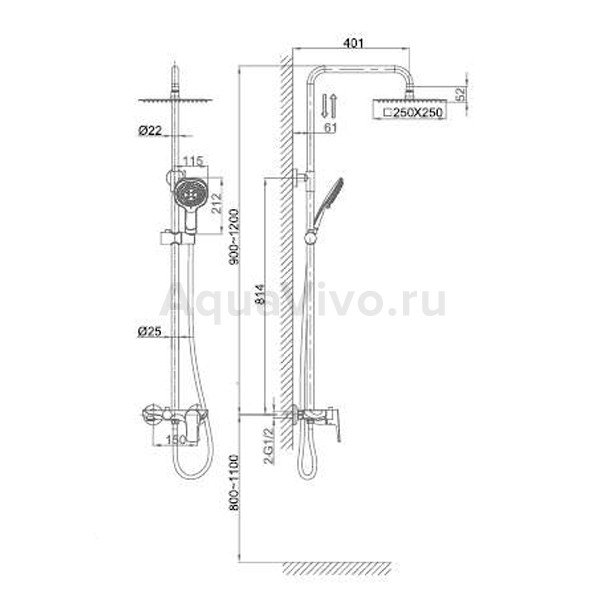 Душевая стойка D&K Venice Gondola DA1023701B14 с верхним душем, смесителем, цвет хром