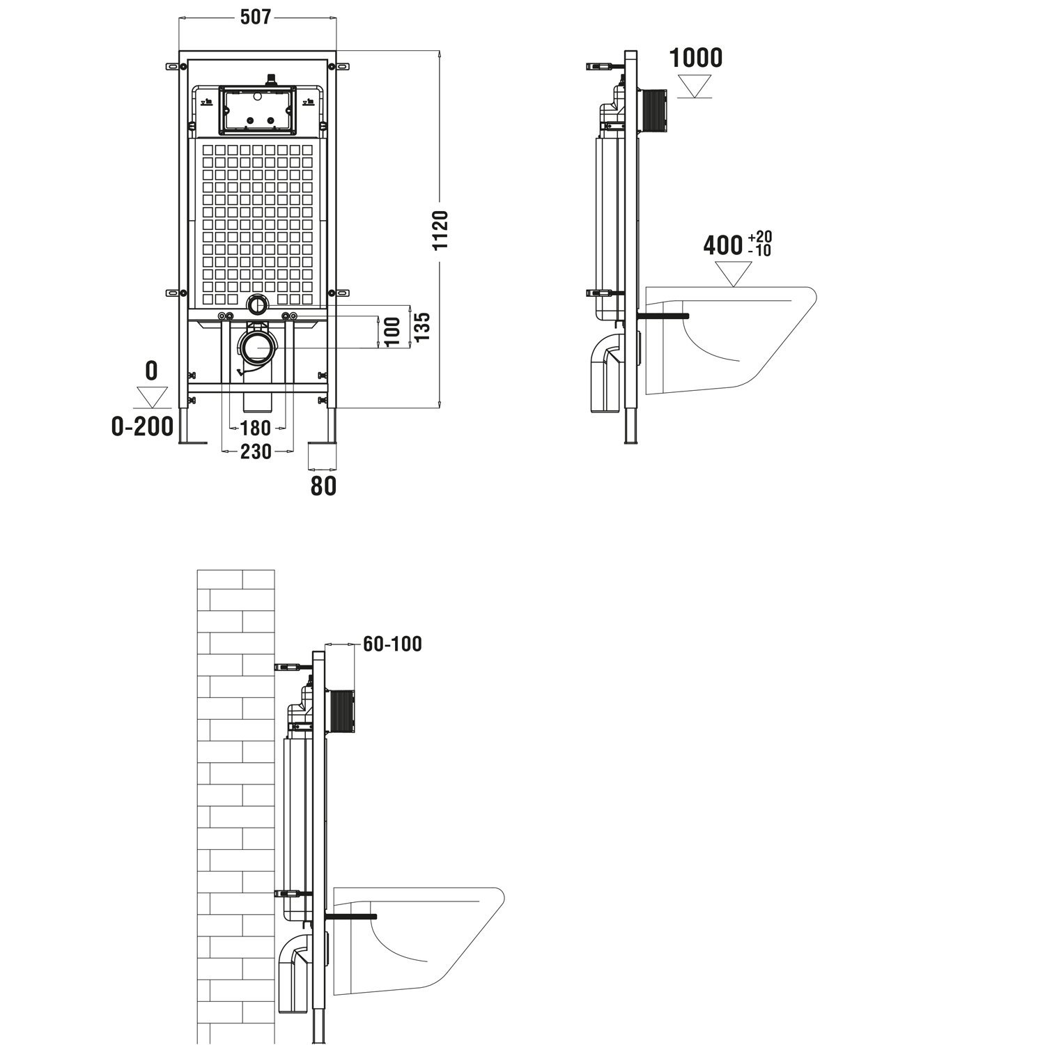 Комплект Weltwasser 10000011314 унитаза Merzbach 043 GL-WT с сиденьем микролифт и инсталляции Marberg 507 с кнопкой Marberg 507 RD CR хром