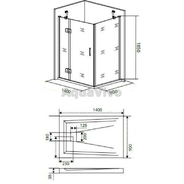 Душевой уголок Good Door Saturn WTW+SP-C-CH-L 140x90, стекло прозрачное, профиль хром, левый - фото 1