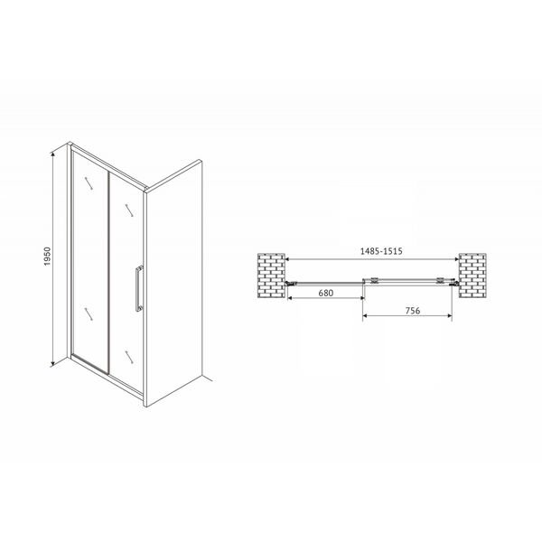 Душевая дверь Abber Schwarzer Diamant AG30150H 150x195, стекло прозрачное, профиль хром