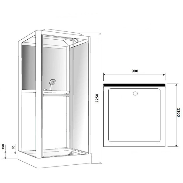 Душевая кабина Grossman GR-123 110x90, стекло прозрачное, профиль белый, с гидромассажем