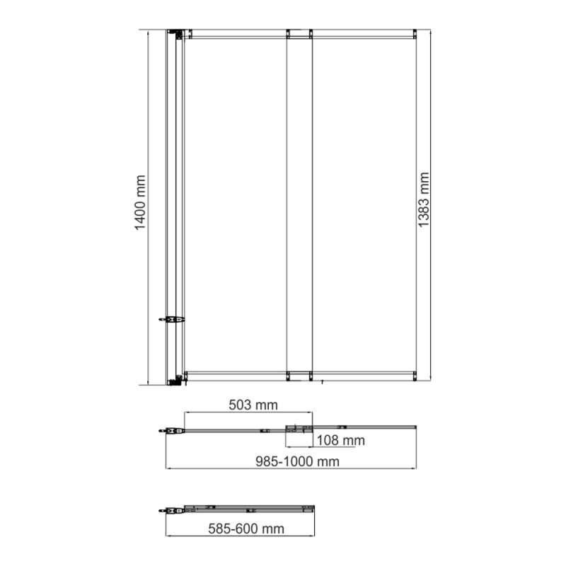 Шторка на ванну WasserKRAFT Dill 61S02-100 100x140, стекло прозрачное, профиль черный