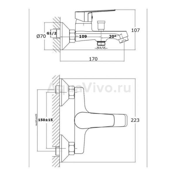 Смеситель Orange Loop M26-100ni для ванны с душем, цвет никель - фото 1