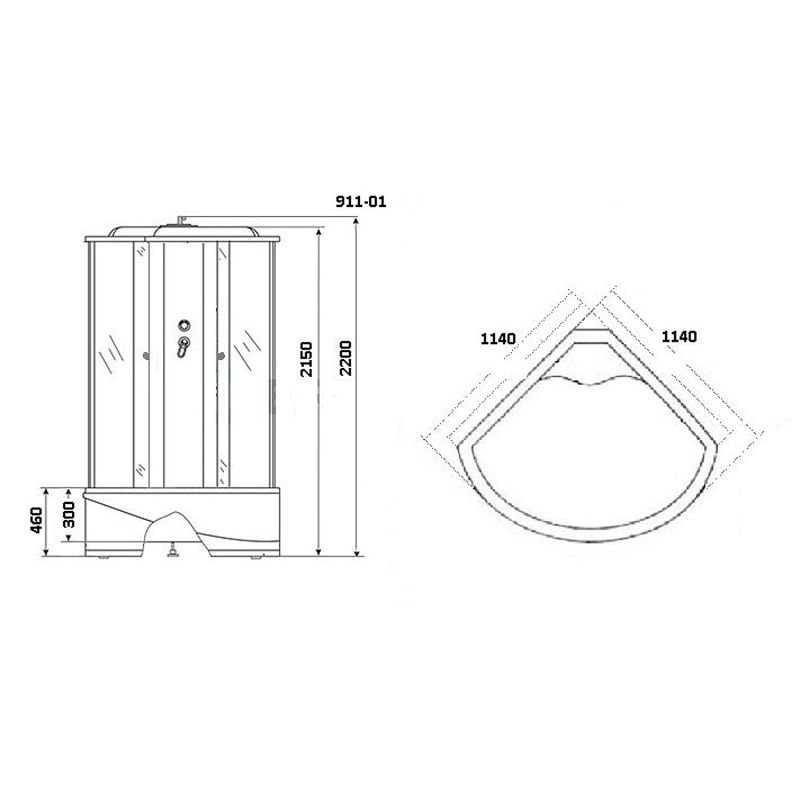 Душевая кабина Niagara Ultra NG-911-01 115х115, стекло тонированное, профиль хром, с крышей, с гидромассажем, с пультом управления