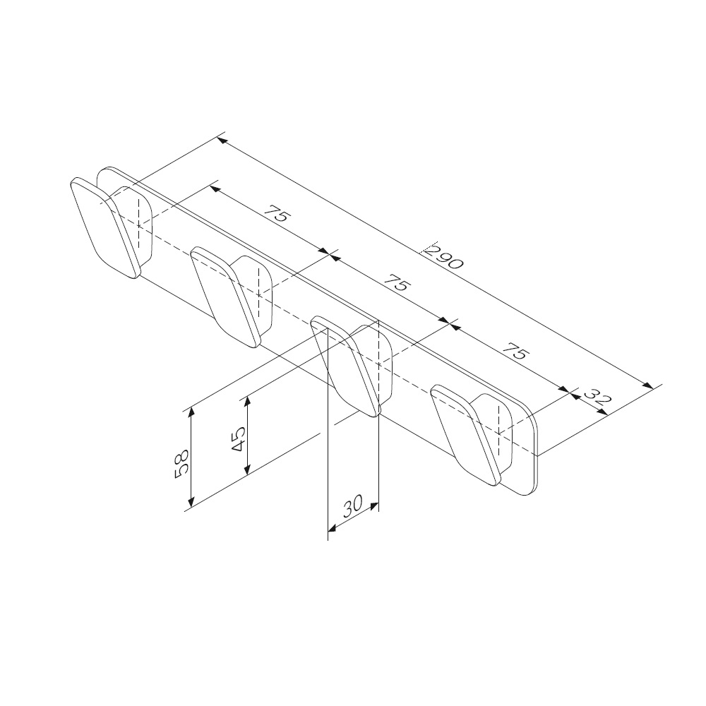 Крючок AM.PM Inspire 2.0 A50A35922, четверной, цвет черный