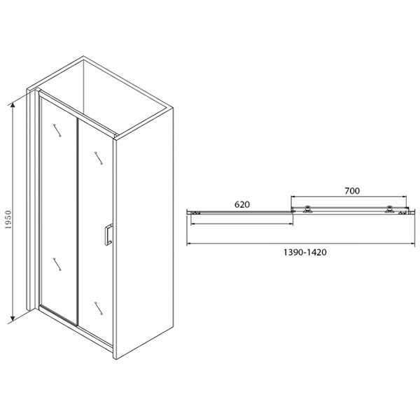 Душевая дверь Abber Schwarzer Diamant AG30140B 140x195, стекло прозрачное, профиль черный