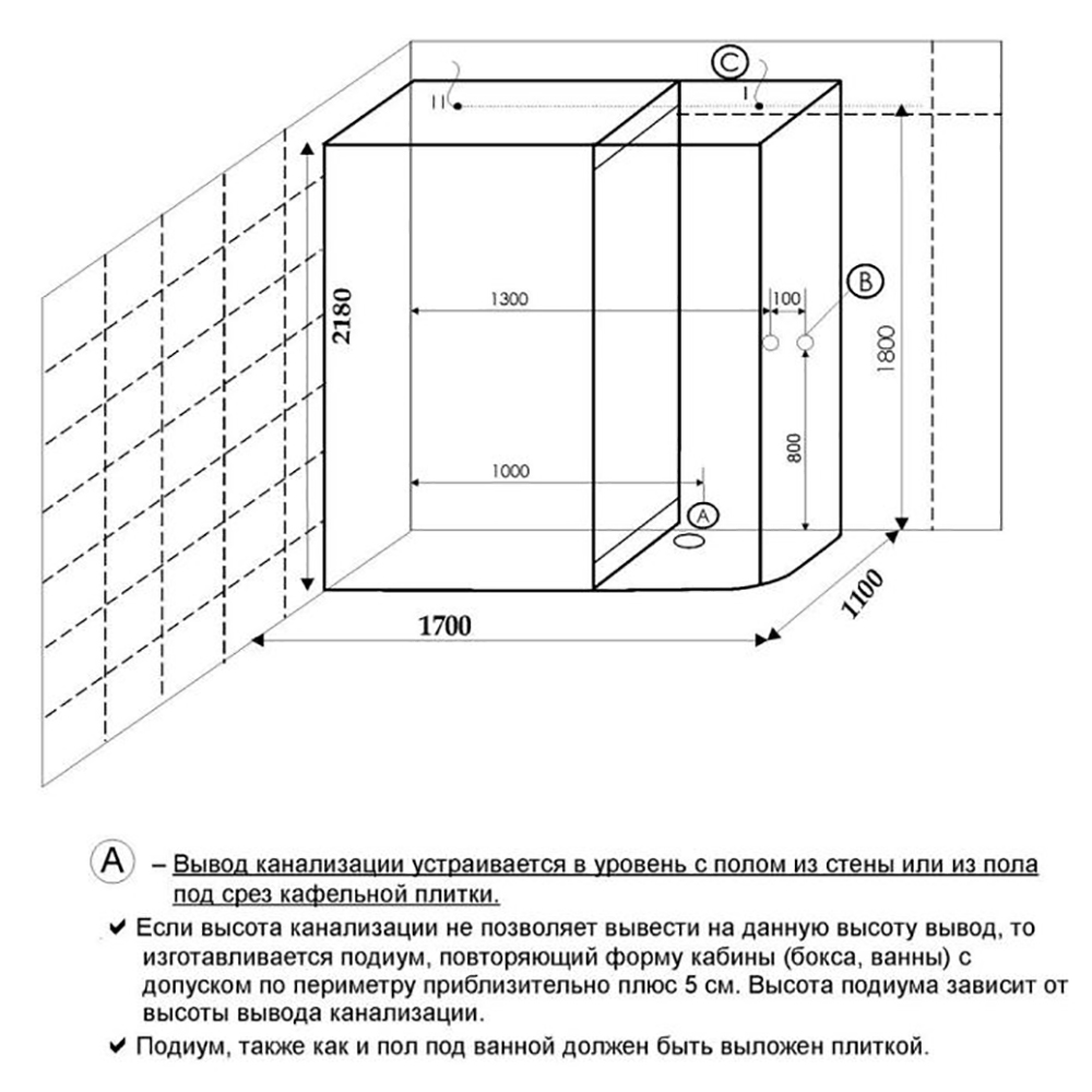 Душевая кабина Frank F901 L 170х110, левая, стекло прозрачное, профиль хром, с сауной