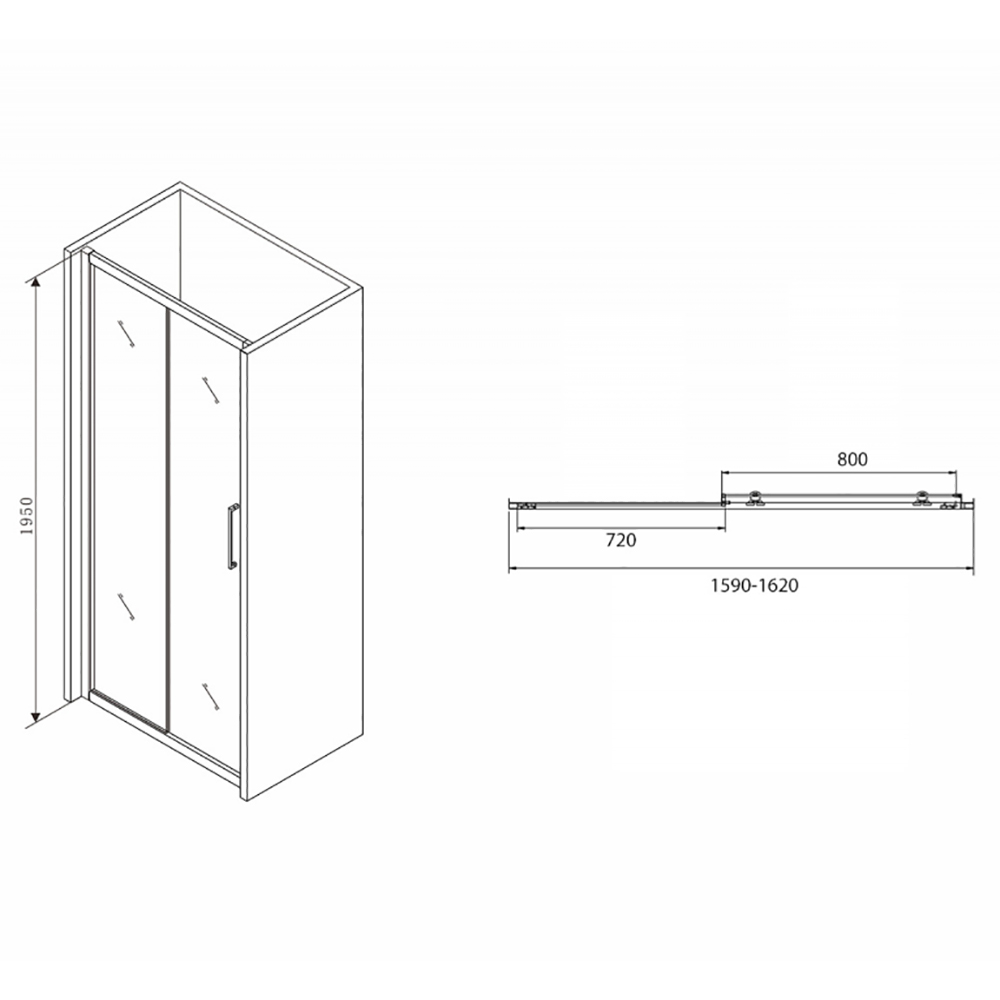 Душевая дверь Abber Schwarzer Diamant AG30160BH 160x195, стекло прозрачное, профиль черный