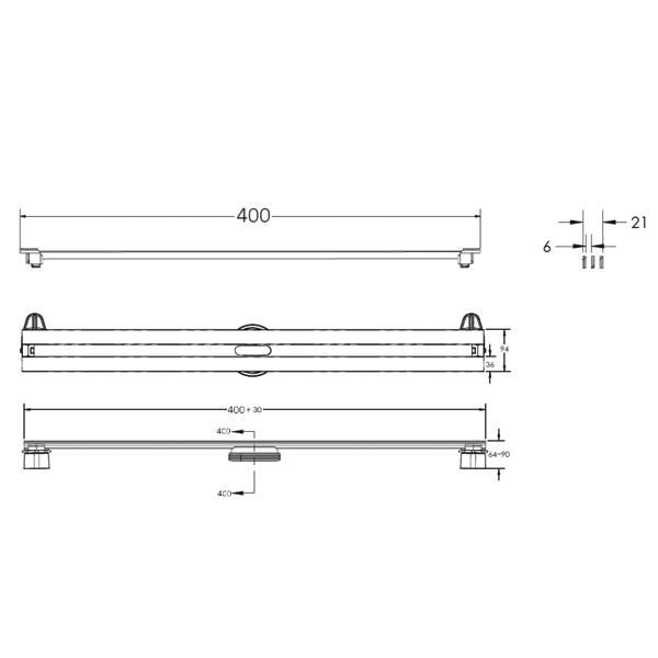 Душевой лоток Berges Super Slim 091077 с решеткой 40x9 см, прямой выпуск, с возможностью изменения длины, цвет хром глянец