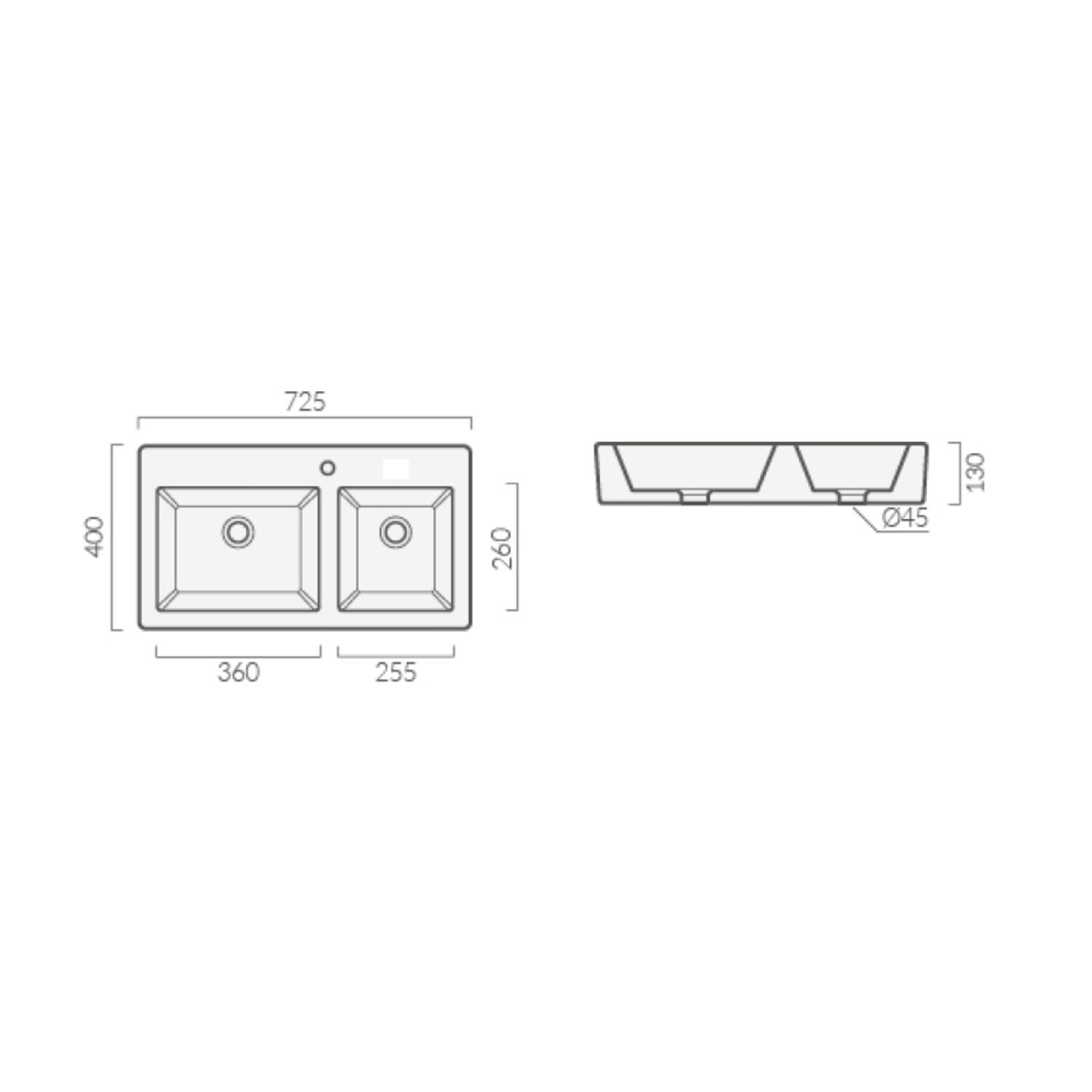 Раковина Ceruttispa Vito Double CT9281 подвесная, двойная, 73x40 см, цвет белый - фото 1