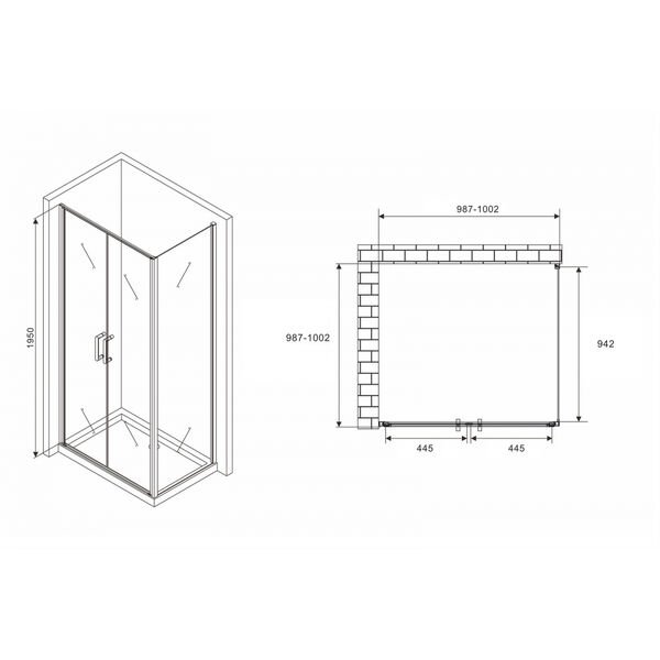 Душевой уголок Abber Sonnenstrand AG04100BC-S100B 100x100, стекло прозрачное, профиль черный - фото 1