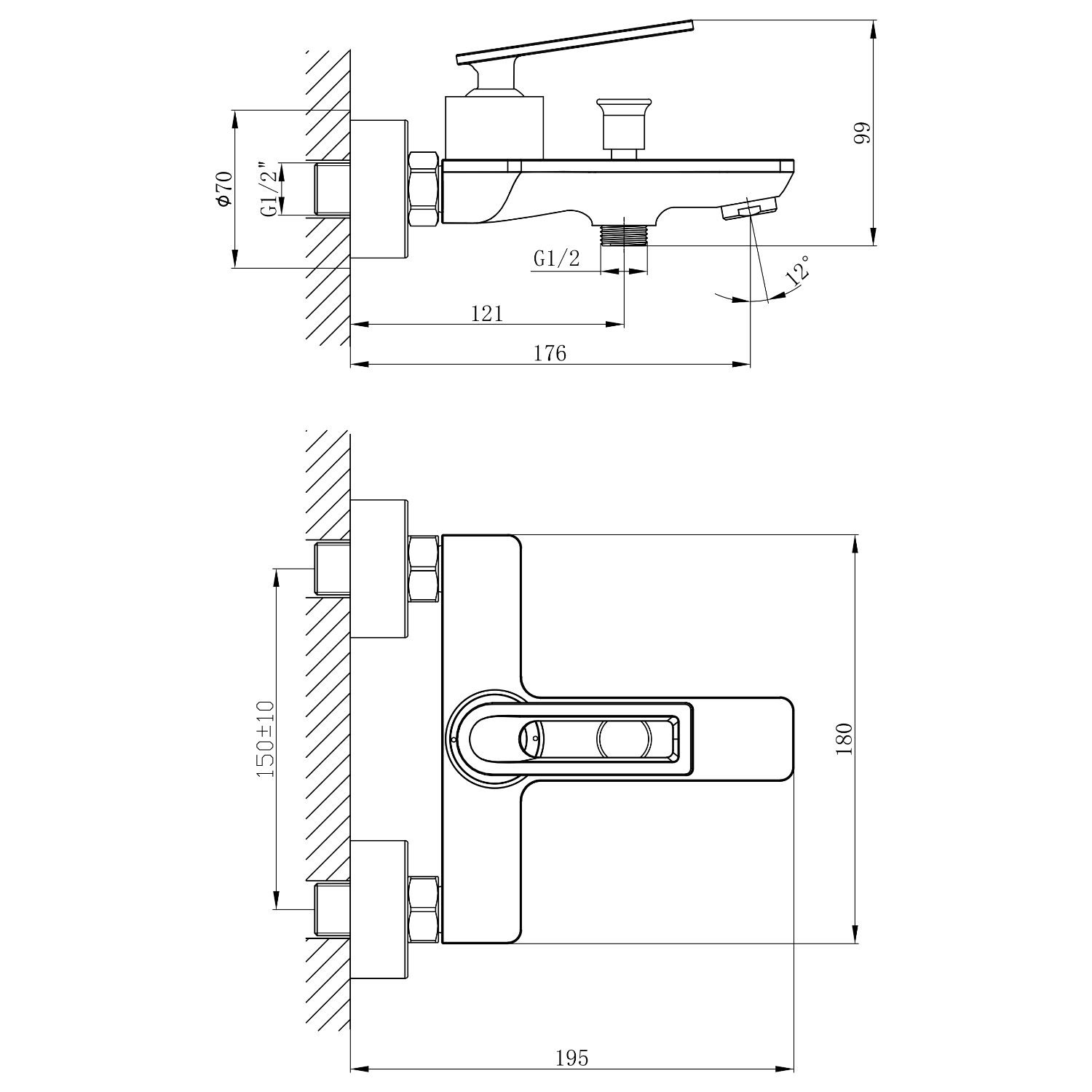 Смеситель Mixline ML28-01 550768 для ванны с душем, цвет хром - фото 1