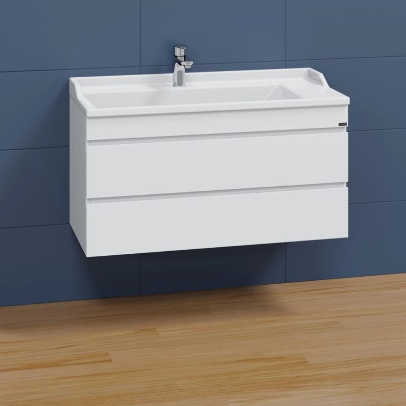 Мебель для ванной Санта Марс 100 подвесная, с 2 ящиками, цвет белый