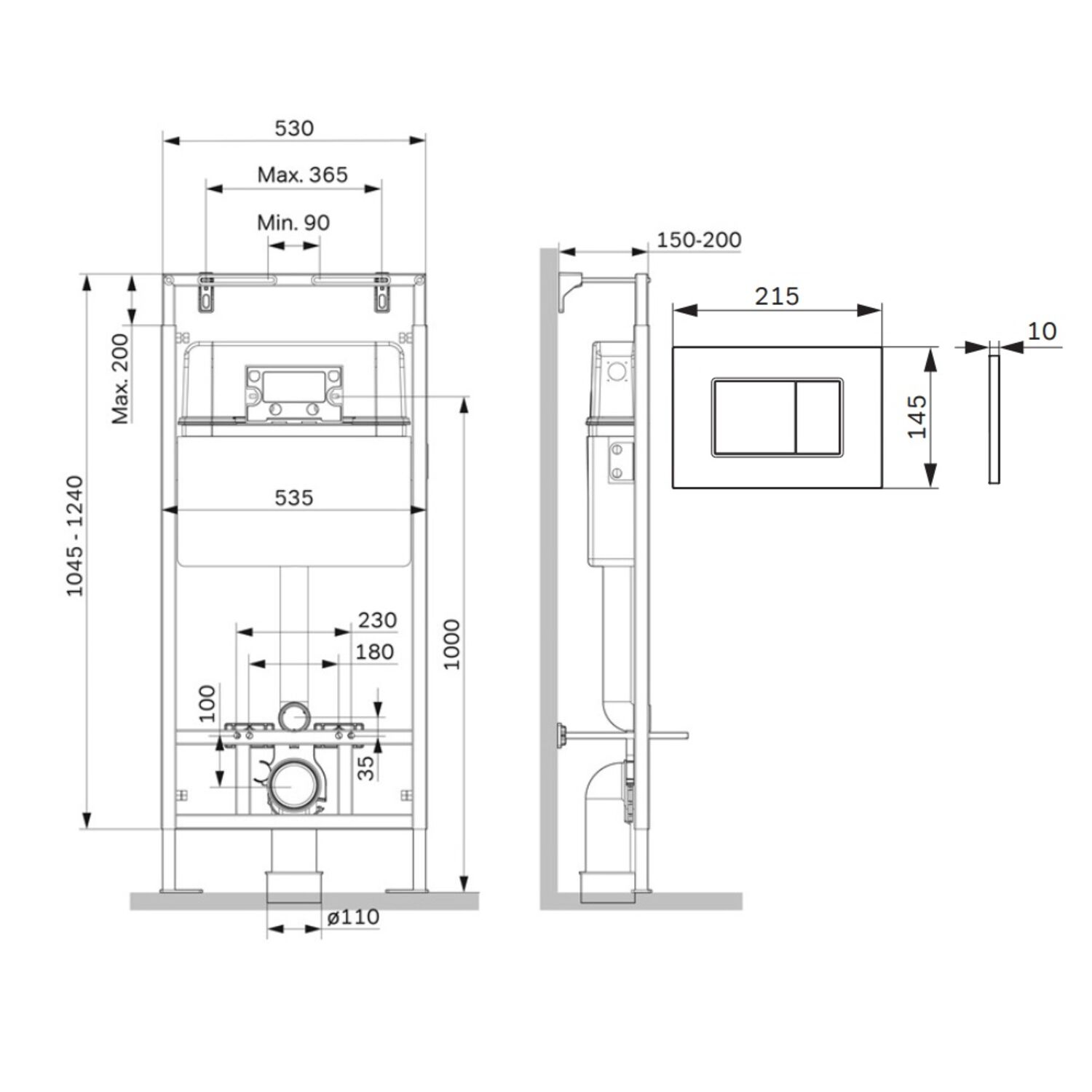 Инсталляция AM.PM MasterFit I012710.0201 для подвесного унитаза, с кнопкой смыва Pro C S белой глянцевой - фото 1