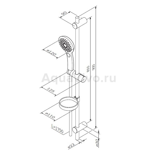 Душевой гарнитур AM.PM Inspire 2.0 F0150A000, с мыльницей