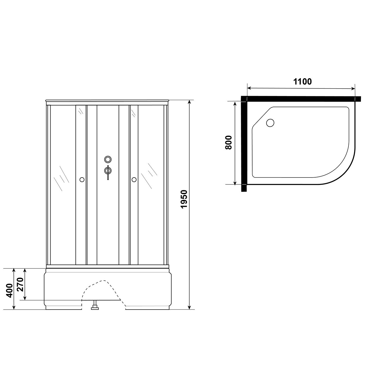 Душевая кабина Niagara Eco E110/80/40L/TN/BK 110х80, левая, стекло тонированное, профиль серебро, без крыши