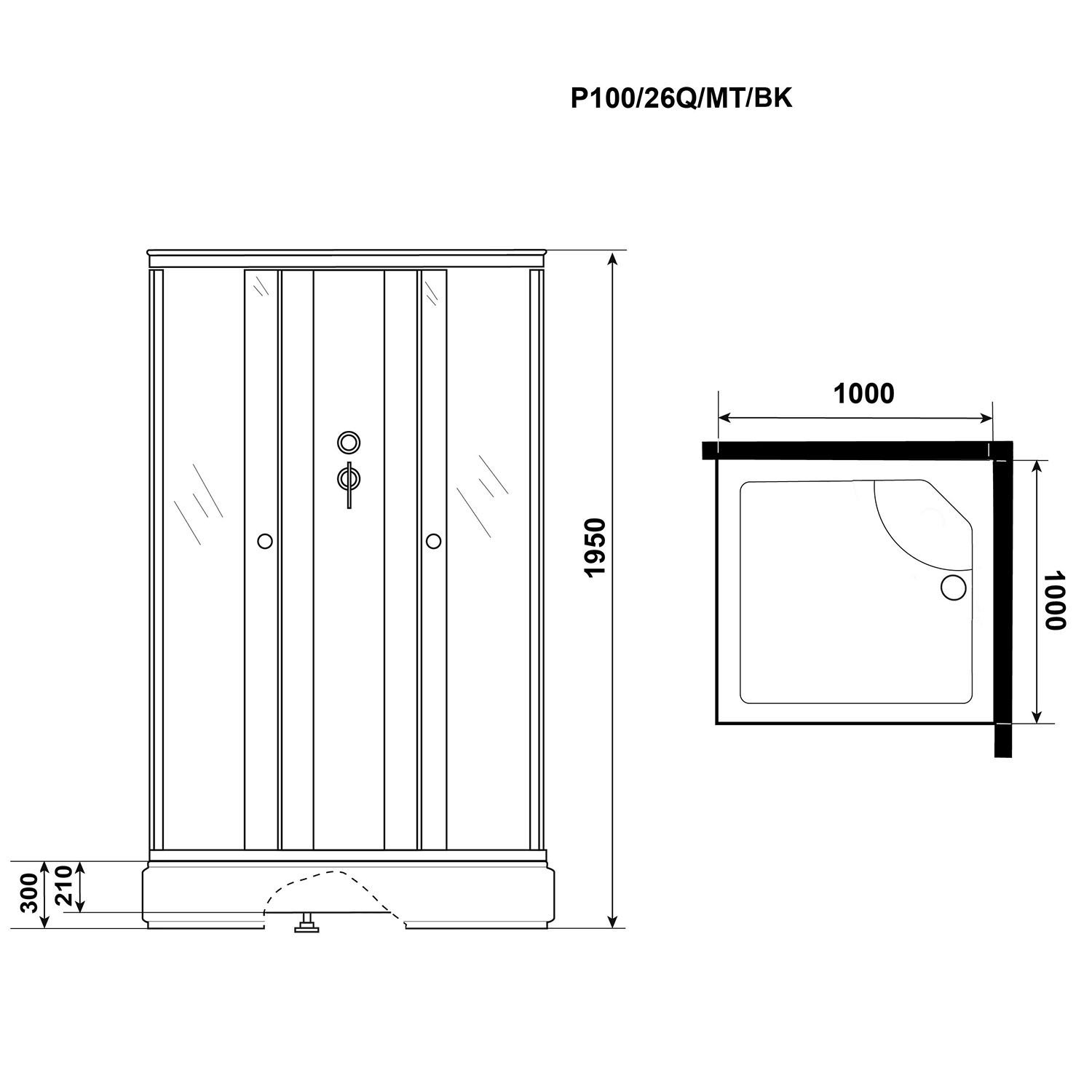 Душевая кабина Niagara Promo P100/26Q/MT/BK 100х100, стекло матовое, профиль белый, без крыши