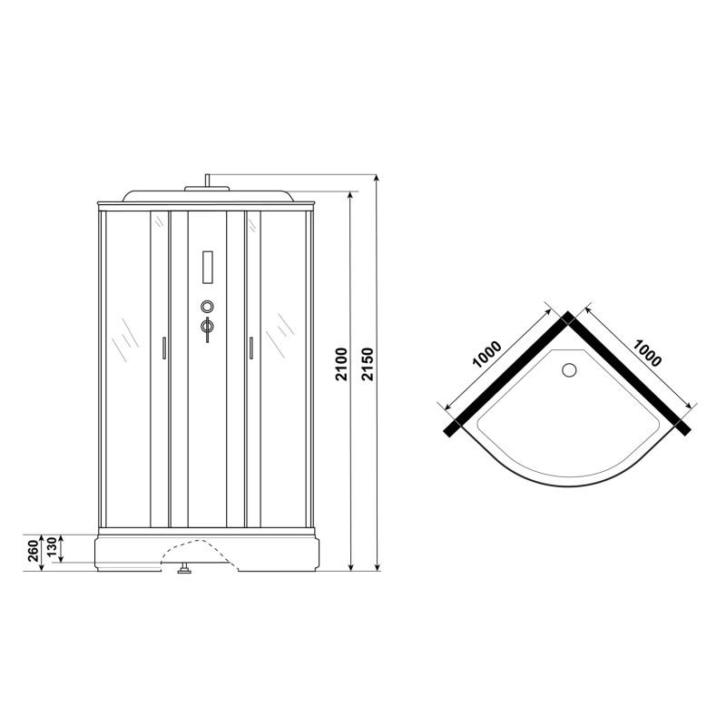 Душевая кабина Niagara Classic NG-3302-14P 100x100, стекло матовое, профиль серебро, с крышей, с пультом управления