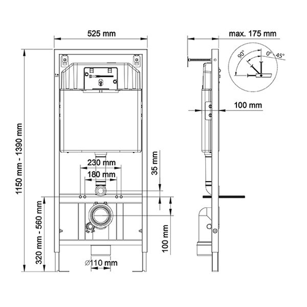 Комплект Berges 043203 унитаза Ego XL Rimless с сиденьем микролифт и инсталляции Novum 525 с кнопкой L3 хром глянцевый