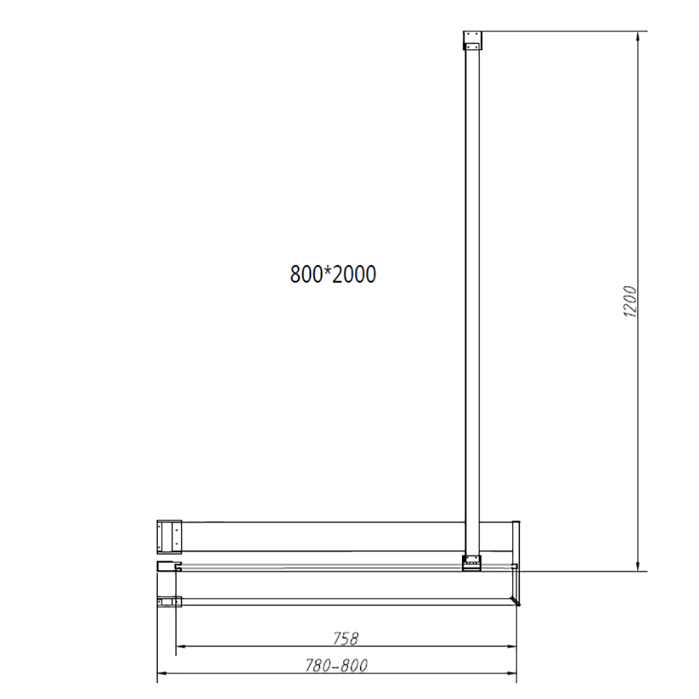 Душевая перегородка Vincea Walk in HR 80x200, с полотенцедержателем, стекло прозрачное, профиль черный матовый - фото 1