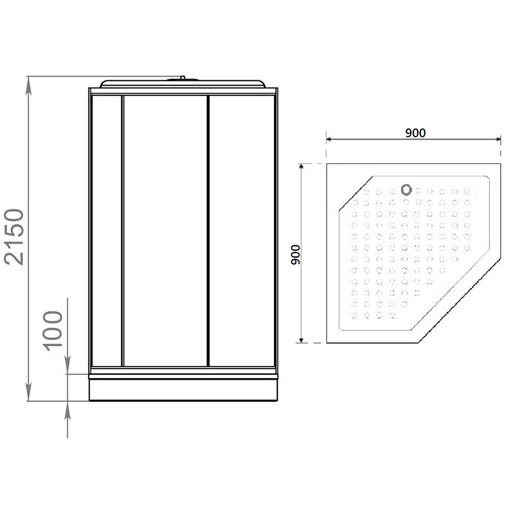 Душевая кабина Parly P91B 90x90, стекло прозрачное, профиль черный