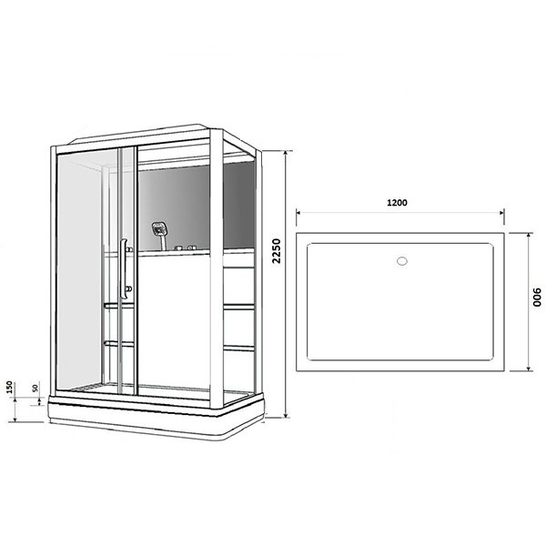 Душевая кабина Grossman GR-227L 120x90, стекло прозрачное, профиль черный, с гидромассажем, левая