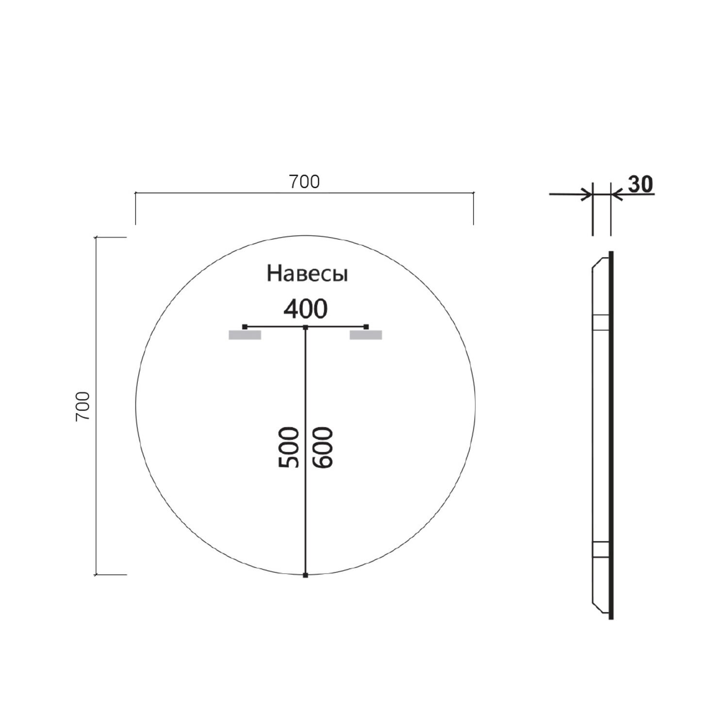 Зеркало Vincea VLM-3DE700B LED 70х70, с подсветкой, сенсорным выключателем и диммером, цвет черный - фото 1