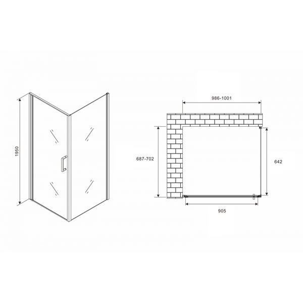 Душевой уголок Abber Sonnenstrand AG04100B-S70B 100x70, стекло прозрачное, профиль черный - фото 1