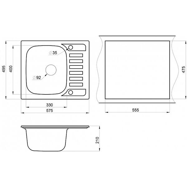 Кухонная мойка Granula GR-5801 WH 58x50, с крылом, цвет арктик - фото 1